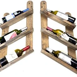 Wine Rack Distressed Wood Dark Finish Rustic Design Reclaimed …