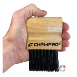 Champro Umpire Gear Wooden Umpire Plate Brush -smitty shop A040P Champro Wooden Umpire Plate Brush in hand 2
