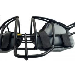 Wilson Umpire Gear Wilson MLB Black Dyna-Lite Aluminum Umpire Mask With Black And Grey Wrap Around -smitty shop A3009 AL BK BK GY Wilson MLB Black Dyna Lite Aluminum Umpire Mask with Black and Grey Wrap Around flat side