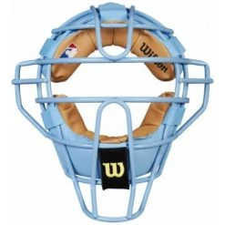 Wilson Umpire Gear Wilson MLB Sky Blue Dyna-Lite Steel Umpire Mask With Sky Blue And Tan