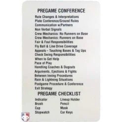 Smitty Umpire Reusable Baseball Umpire Game Card -smitty shop ACS 538 Back