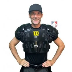 Wilson Umpire Gear Wilson MLB West Vest Pro Gold 2 Air Management Umpire Chest Protector -smitty shop B7204 Wilson MLB West Vest Pro Gold 2 Air Management Umpire Chest Protector worn front