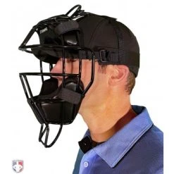 Champro Umpire Gear Champro Lightweight Steel Umpire Mask -smitty shop CM72 B CHAMPRO STEEL UMPIRE MASK Worn Front Angled View