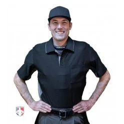Champro Umpire Gear Champro Air Management Plated Umpire Chest Protector -smitty shop CPAMT Champro Air Management Plated Umpire Chest Protector worn shirt front