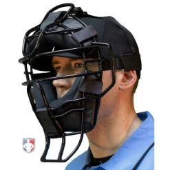 Diamond Umpire Gear Diamond ECLIPSE All-Black IX3 Aluminum Umpire Mask -smitty shop DFM ECL Diamond ECLIPSE All Black iX3 Aluminum Umpire Mask worn mask angle
