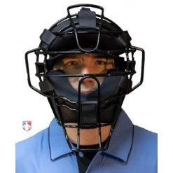 Diamond Umpire Gear Diamond ECLIPSE All-Black IX3 Aluminum Umpire Mask -smitty shop DFM ECL Diamond ECLIPSE All Black iX3 Aluminum Umpire Mask worn mask front