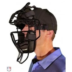Diamond Umpire Gear Diamond IX3 Aluminum Umpire Mask With Quik-Dry -smitty shop DFM UMP Diamond iX3 Aluminum Umpire Mask with Quik Dry Worn Front Angled View