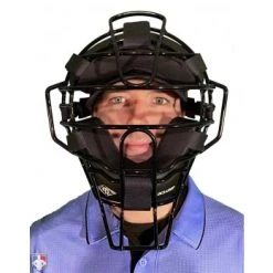 Diamond Umpire Gear Diamond IX3 Aluminum Umpire Mask With Quik-Dry -smitty shop DFM UMP Diamond iX3 Aluminum Umpire Mask with Quik Dry Worn Front View