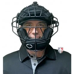 EvoShield MLB Black Pro-SRZ Windpact Catcher Mask 12 EvoShield MLB Black Pro-SRZ Windpact Catcher Mask -smitty shop EVO MASK BK Evo Shield MLB Steel Mask with Windpact Front worn 1