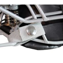 Force3 Umpire Gear Force3 Defender Umpire Throat Guard -smitty shop F3 DMTG SV Force3 Defender Umpire Throat Guard Silver Attaching to Mask Snaps Closed View