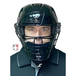 Force3 Umpire Gear Force3 Black Defender Hockey Style Umpire Helmet -smitty shop F3 HSMv3 BK Force3 Black Defender Hockey Style Umpire Helmet worn front