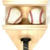 MWCSPORTS Natural Wood Full Size Baseball Bat Rack Display 4 Baseballs Holder Wall Mount