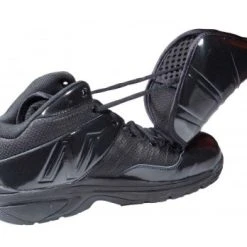 New Balance Referee And Umpire Shoes New Balance V3 All-Black Mid-Cut Umpire Plate Shoes -smitty shop MU460XB3 New Balance V3 All Black Mid Cut Umpire Plate Shoes Inside Side View with Plate Up