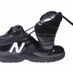 New Balance Referee And Umpire Shoes New Balance V3 Black & White Mid-Cut Umpire Plate Shoes -smitty shop MU460XT3 New Balance V3 Black White Mid Cut Umpire Plate Shoes Inside Side View with Plate Up