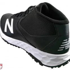 New Balance Referee And Umpire Shoes New Balance V3 Black & White Mid-Cut Umpire Base Shoes -smitty shop MUM950T3 New Balance V3 Black White Mid Cut Umpire Base Shoes Outside Back Angled View