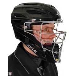 ALL-STAR Umpire Gear All-Star System 7 Umpire Helmet -smitty shop MVP2500 All Star System 7 Umpire Helmet Worn Front Angled View