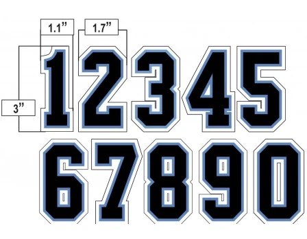 3" Black On Light Blue On White Precision-Cut Number 2 3" Black On Light Blue On White Precision-Cut Number - Image 2