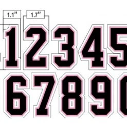 3" Black On Pink On White Precision-Cut Number -smitty shop N3 SUB BPKW All Together 1