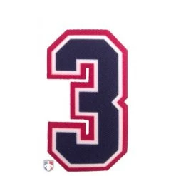 3" Navy On White On Red Precision-Cut Number