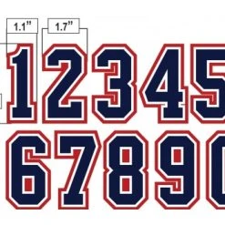 3" Navy On White On Red Precision-Cut Number -smitty shop N3 SUB NWR All Together