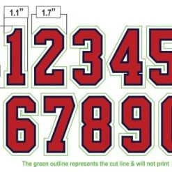 3" Red On Navy On White Precision-Cut Number -smitty shop N3 SUB RNW All Together