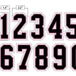 4" Black On Pink On White Precision-Cut Number -smitty shop N4 SUB BPKW All Together