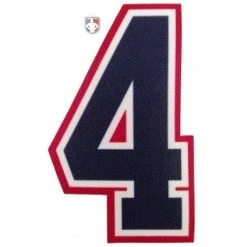 4" Navy On White On Red Precision-Cut Number