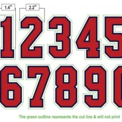 4" Red On Navy On White Precision-Cut Number -smitty shop N4 SUB RNW All Together
