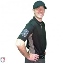 Smitty Umpire Smitty V2 Major League Replica Umpire Shirt - Black With Charcoal Grey -smitty shop S314 BK with N4 SUB GYBW