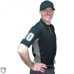 Smitty Umpire Smitty V2 Major League Replica Umpire Shirt - Black With Charcoal Grey -smitty shop S314 BK with N4 SUB WBW