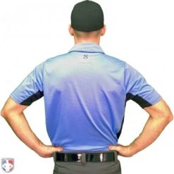 Smitty Umpire Smitty V2 Major League Replica Umpire Shirt - Sky Blue With Black -smitty shop S314 SB Smitty V2 Major League Replica Umpire Shirt Sky Blue with Black Worn Back