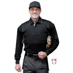 Smitty Umpire Smitty V2 Major League Replica Long Sleeve Umpire Shirt - Black With Charcoal Grey 7 Smitty Umpire Smitty V2 Major League Replica Long Sleeve Umpire Shirt - Black With Charcoal Grey -smitty shop S315 BK Smitty V2 Major League Replica Long Sleeve Umpire Shirt Black with Charcoal Grey front cp