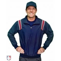 Smitty Umpire Smitty Traditional Half-Zip Umpire Jacket - Navy And Red