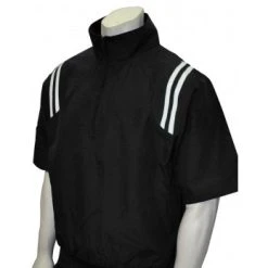 Smitty Umpire Smitty Traditional Half-Zip Short Sleeve Umpire Jacket - Black And White -smitty shop S324 BK WH Smitty Traditional Half Zip Short Sleeve Umpire Jacket Black and White