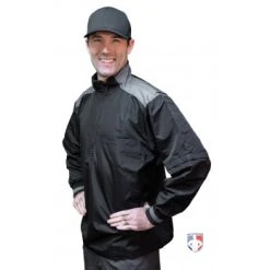 Smitty Umpire Smitty Major League Replica Convertible Umpire Jacket - Black With Charcoal Grey -smitty shop S340 Smitty Major League Replica Convertible Umpire Jacket Black with Charcoal Grey Angled