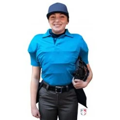 Smitty Umpire Smitty NCAA Softball Short Sleeve Body Flex Women's Umpire Shirt - Bright Blue -smitty shop S346 BB Smitty NCAA Softball Short Sleeve Body Flex Womens Umpire Shirt Bright Blue front plate