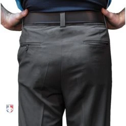 Smitty Umpire Smitty Performance Poly Spandex Charcoal Grey Flat Front Base Umpire Pants -smitty shop S356 Smitty Performance Poly Spandex Charcoal Grey Flat Front Umpire Base Pants back 1