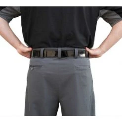 Smitty Umpire Smitty Performance Poly Spandex Charcoal Grey Umpire Base Pants With Expander Waistband -smitty shop S390 SMITTY PERFORMANCE POLY SPANDEX CHARCOAL GREY BASE UMPIRE PANTS BACK CLOSE UP 2