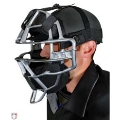 ALL-STAR Umpire Gear All-Star Cobalt Umpire Skull Cap -smitty shop SC900UMP All Star Cobalt Umpire Skull Cap Worn Front Angled View with Mask