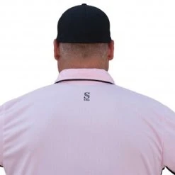Smitty Umpire Smitty Major League Replica Umpire Shirt - Pink With Black -smitty shop SMITTY MAJOR LEAGUE REPLICA UMPIRE SHIRT PINK WITH BLACK BACK CLOSE UP
