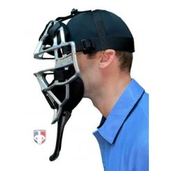 ALL-STAR Umpire Gear All-Star Cobalt 6" Umpire Throat Guard -smitty shop TG3U All Star Cobalt Throat Guard Worn Side 1