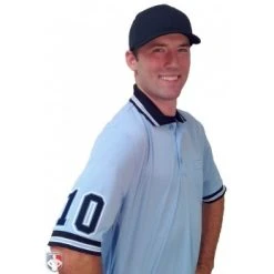 Smitty Umpire Smitty Pro Knit Umpire Shirt - Powder Blue With Black Collar -smitty shop U126 300 with N4 SUB BPBW 1