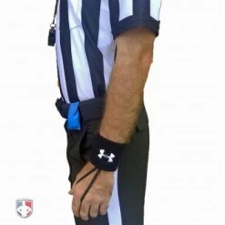 Under Armour 3" Black Sweatband Referee Down Indicator -smitty shop UA DOWN BK WORN in uniform 2