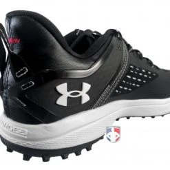 Under Armour Yard Turf Black & White Field Shoes -smitty shop UA YT Under Armour Yard Turf Black White Field Shoes Charged back angle wm 1