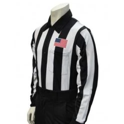 Smitty Officials Apparel Smitty 2 1/4" Stripe Long Sleeve Football Referee Shirt With CHEST USA FLAG
