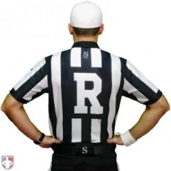Smitty Officials Apparel Smitty CFO College 2" "Body Flex" Short Sleeve Football Referee Shirt -smitty shop USA115CFO FLEX R Smitty CFO 2 Stripe Body Flex Football Referee Shirt Worn Back View