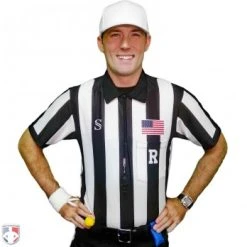 Smitty Officials Apparel Smitty 2" Stripe Body Flex Short Sleeve Football Referee Shirt With Position Placket