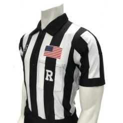 Smitty Officials Apparel Smitty 2" Stripe Body Flex Short Sleeve Football Referee Shirt With Position Placket -smitty shop USA117X Flex Smitty Body Flex Football Referee Shirt