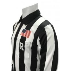 Smitty Officials Apparel Smitty 2" Stripe Heavyweight Interlock Long Sleeve Football Referee Shirt With Position Placket -smitty shop USA118X Smitty Long Sleeve Football Referee Shirt With Position Placket