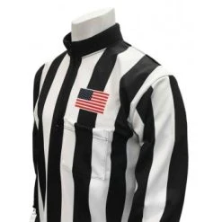 Smitty Officials Apparel Smitty 2 1/4" Stripe Fleece-Lined Cold Weather Football Referee Shirt With CHEST USA FLAG